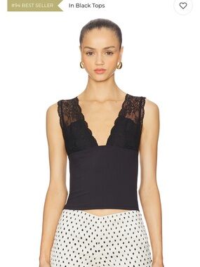 Free People “Power play” Black Lace V-Neck Cami